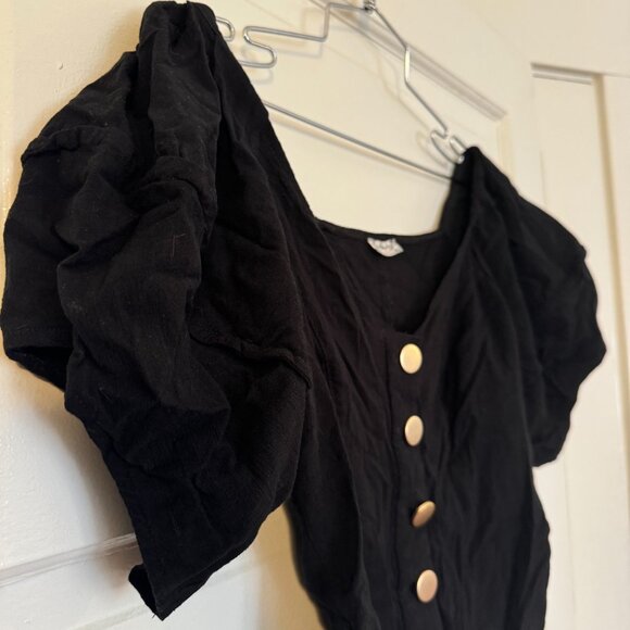 Intimately Free People "Not So Basic" Black Bodysuit w/ Puff Sleeves - M - Picture 5 of 7